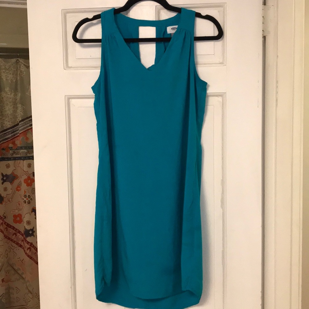 Teal Sleeveless V-Neck Shift Dress